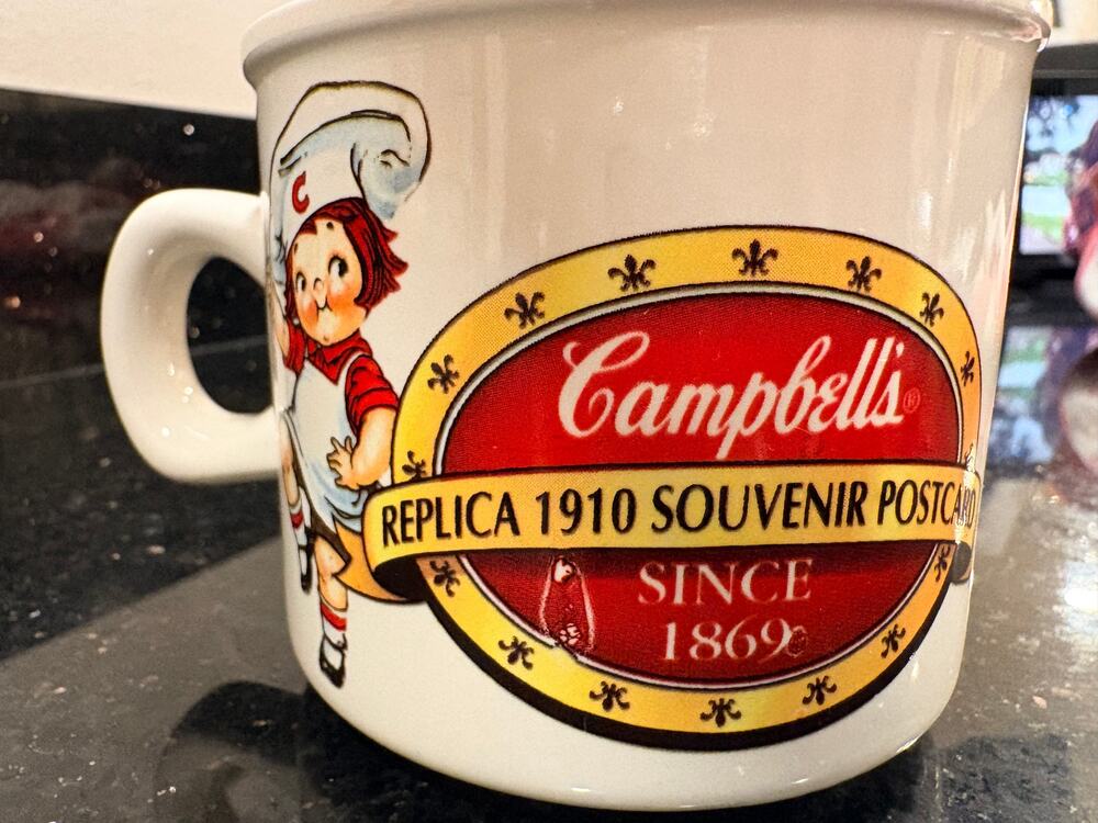 Vtg 1994 Campbell’s Kids Mug Westwood 1910 Souvenir Postcard Soup Advertising